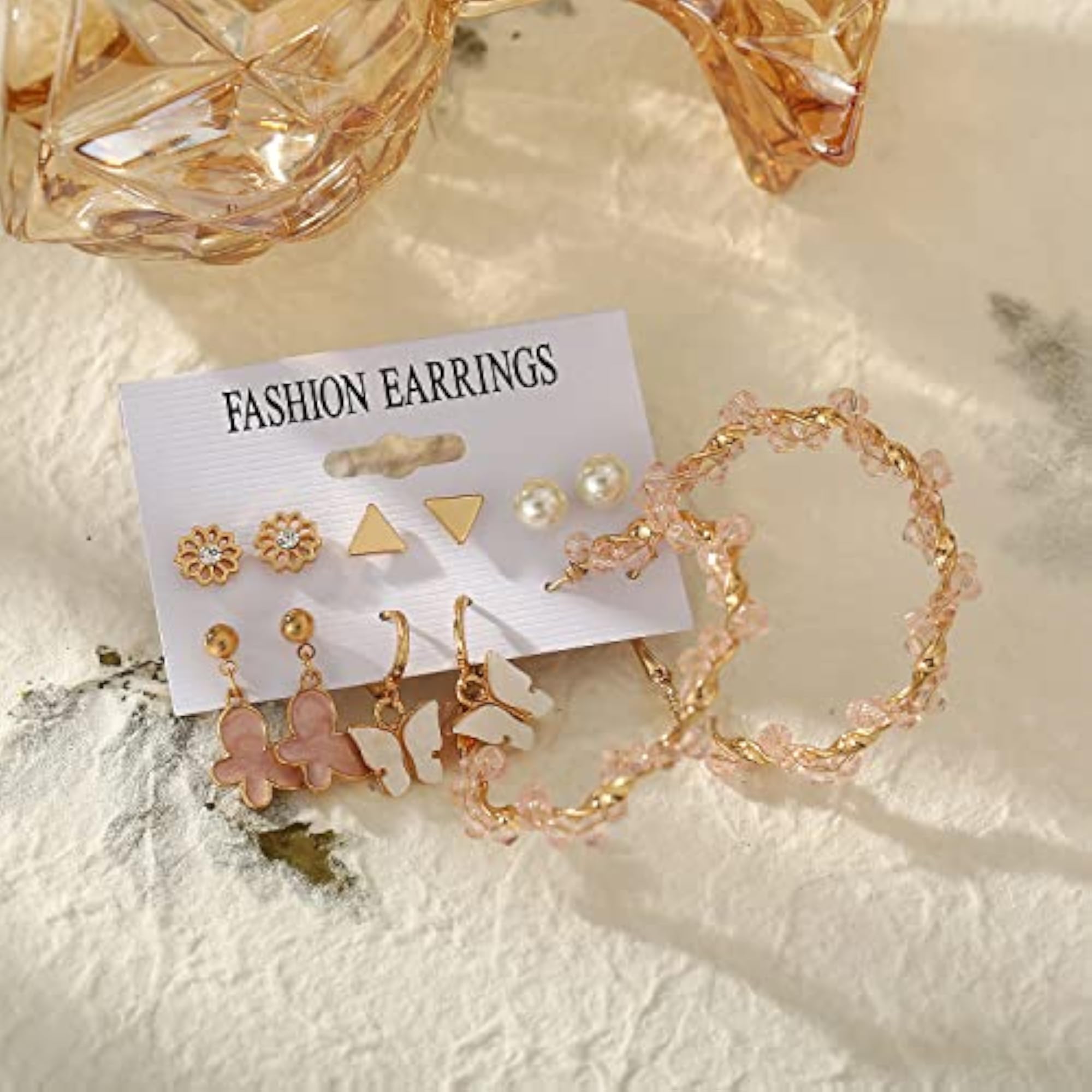 11 Pair Pearl Flower Studs & Hoop Earrings Combo for Women & Girls